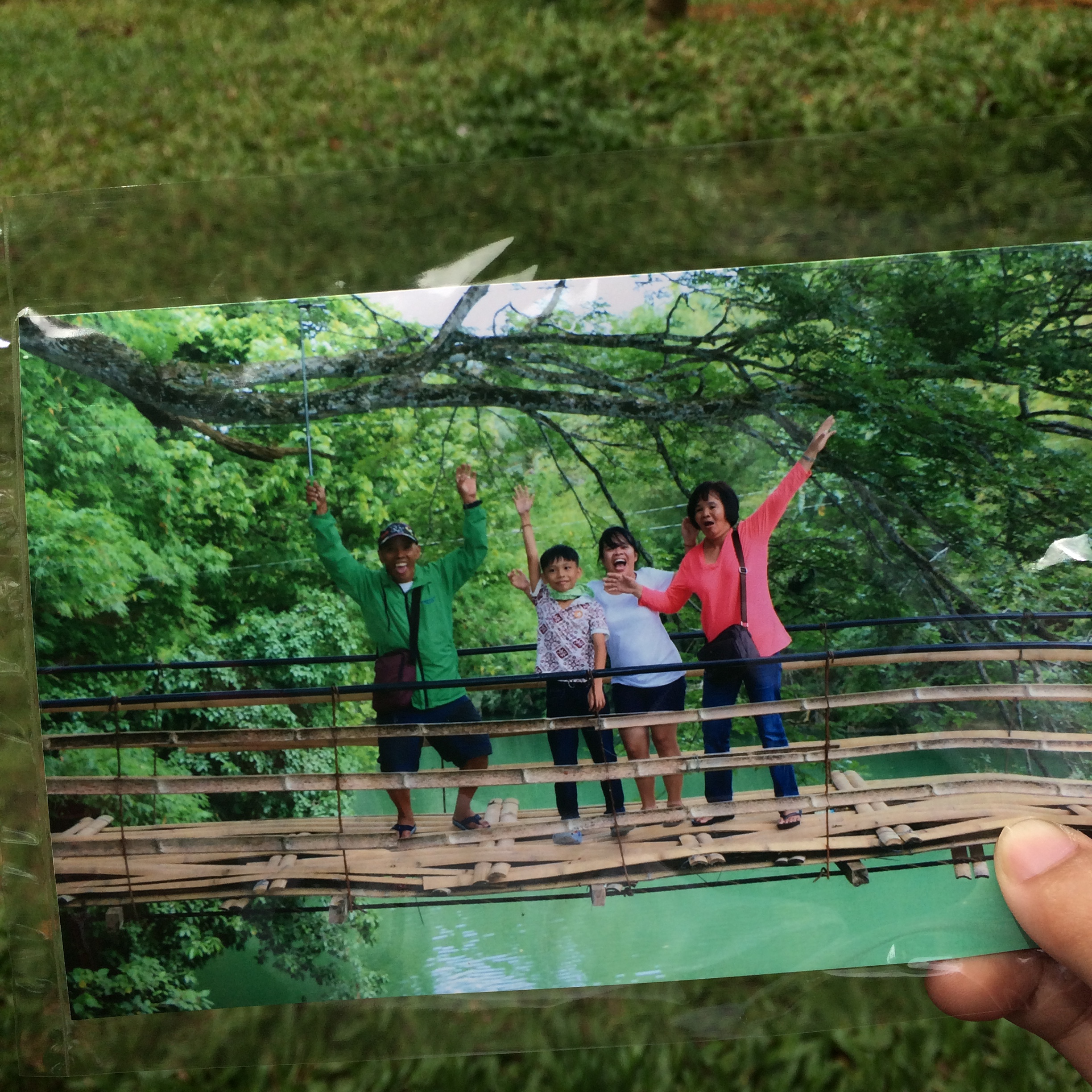 Family Bohol day tour at Bamboo Hanging Bridge